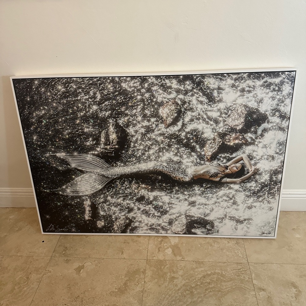 Oliver Gal Black and White Mermaid Art Print